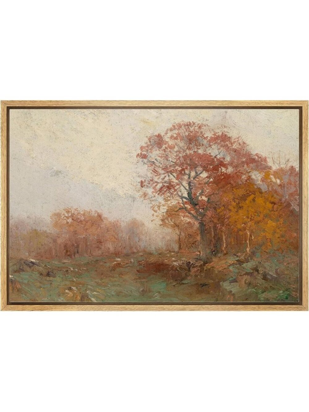 Autumn Forest Canvas Wall Art - Warm Fall Colors, Rustic Impressionism Decor